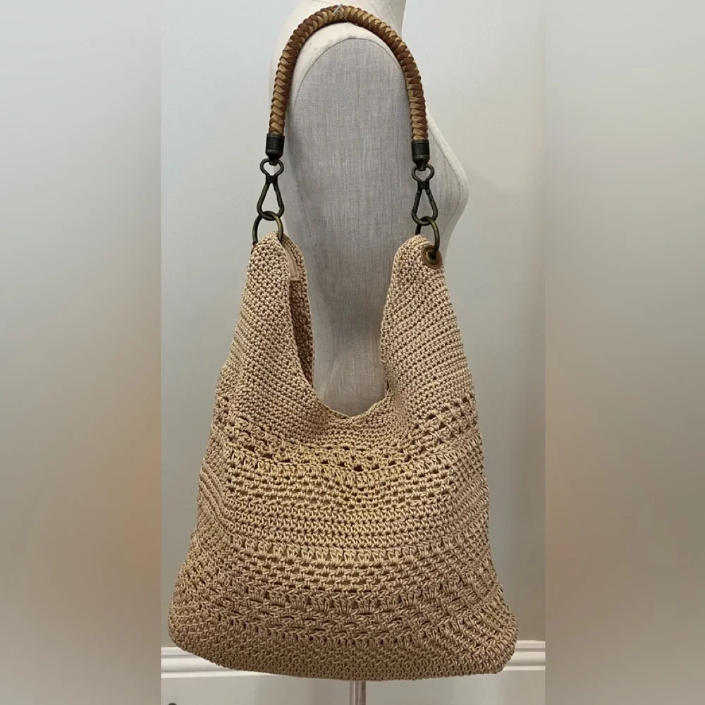 The Sak Beige Crochet Hobo Bag with Braided Handle - Picture 2 of 9